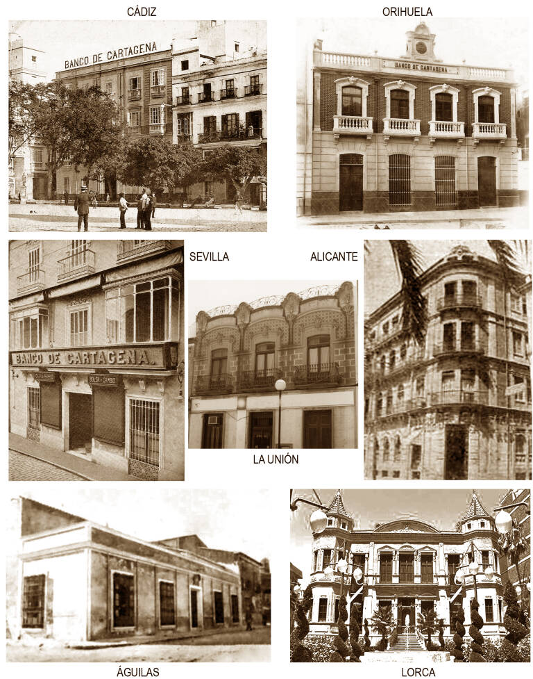 Varias sedes del Banco de Cartagena. Imagen cedida por José María Conesa