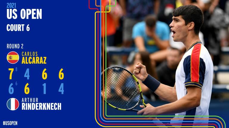 Alcaraz avanza a tercera ronda en el US Open al superar al francés  Rinderknech en cuatro sets - Murciaplaza