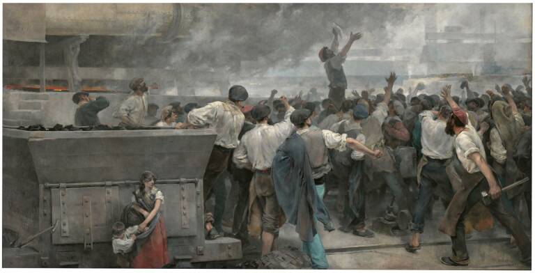 La obra 'Una huelga de obreros en Vizcaya', de Vicente Cutanda