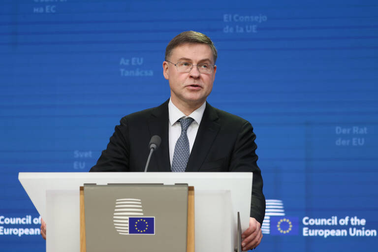 Valdis Dombrovskis. Foto: FRANCOIS LENOIR/EU COUNCIL/DPA 