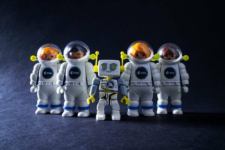 Equipo de astronautas de Playmobil. Foto: ESA