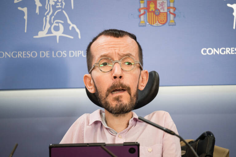 El portavoz de Unidas Podemos en el Congreso, Pablo Echenique. Foto: DIEGO RADAMÉS/EP