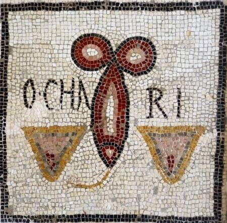 Mosaico polícromo en Ostia Antica